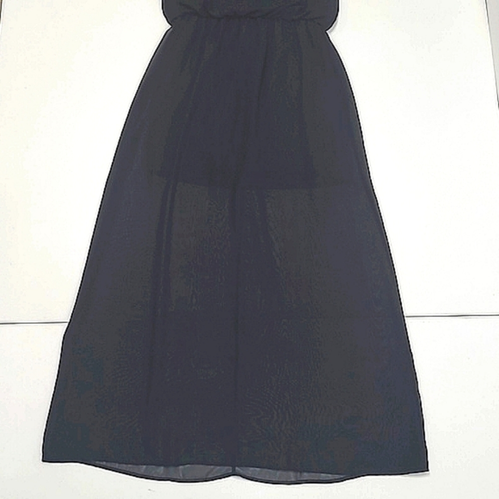 Malloy Maxi Dress Evening Sheer Flowy Skirt Solid Mini Lining Keyhole Back NWT - Picture 14 of 17